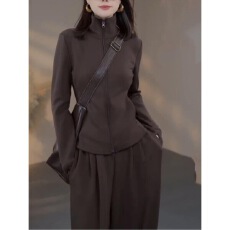 批发<b class='q'>欧洲站</b>高级感运动风休闲<b class='q'>套装</b>女2026新款拉链半高领外套两件套