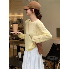 批发镂空长袖冰丝针织衫女2025新款<b class='q'>夏</b>季薄款透气外搭防晒罩衫露背上衣