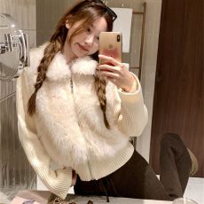 批发2026冬季新款年轻时尚环保<b class='q'>皮草</b>毛毛外套女<b class='q'>短款</b>小个子针织袖可拆卸