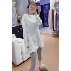 批发官图羊毛绒2026<b class='q'>春</b>季新款百搭宽松时尚休闲圆领中长款上衣