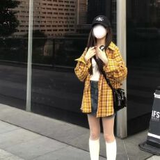 批发港味复古chic黄色格子衬衫女内搭叠穿宽松休闲百搭<b class='q'>中长款</b>衬衣外穿