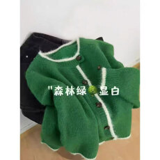 批发韩<b class='q'>系</b>高级感软糯单排扣针织开衫女春秋新款洋气百搭宽松毛衣外套女