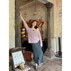 批发镂空小V领针织罩衫女<b class='q'>夏</b>季2025年新款宽松小个子薄款上衣