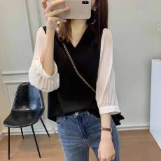 批发夏季雪纺衬衫女装夏装2026年新款七分袖时尚小衫短袖上衣服<b class='q'>中袖</b>潮