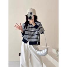 批发复古<b class='q'>条纹</b>撞色毛衣开衫外套女2026春秋小个子软糯宽松短款羊毛上衣