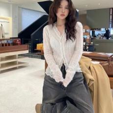 批发韩版花边针织衫女秋冬新款收腰遮肉内搭长袖V领上衣小众通勤<b class='q'>休闲</b>