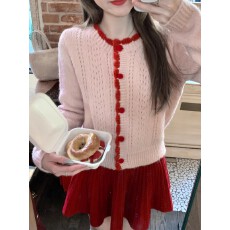 批发<b class='q'>甜美</b>千金复古撞色针织开衫外套