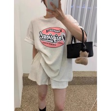 批发21支纯棉-210克100%棉 2026年春夏装短袖T恤女韩版印花