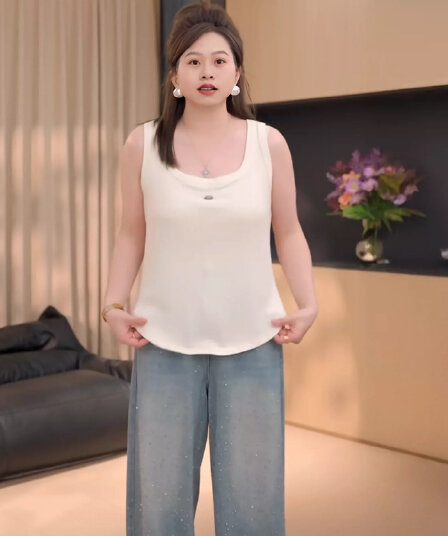지방 지아 지아 통통한 여동생 mm 빅 사이즈 여성 의류 작은 은 표준 조끼 봄 새로운 패션 루즈핏 만나는 맨위