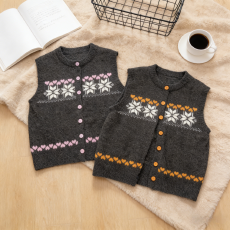 批发2026早春新款费尔岛单排扣爆款潮流圆领宽松百搭百牦牛绒针织马甲