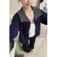 批发翻领毛衣<b class='q'>外套女</b>新款爆款巨好看早秋韩系漂亮针织开衫小香上衣