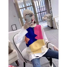 批发拼色小背心女2026早<b class='q'>秋</b>慵懒风撞色针织上衣马甲无袖毛衣