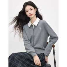 批发克莱因蓝软糯针织开衫女<b class='q'>秋</b>季2025新款刺绣韩系穿搭长袖毛衣