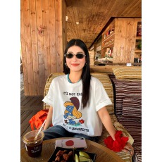 21支纯棉-210克100%棉 2026年春夏装短袖T恤女韩版印花