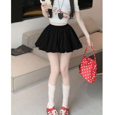 批发晨领好品质学院风白色花苞裙<b class='q'>高腰</b>防走光A字裙格子<b class='q'>蓬蓬裙</b>半身裙女