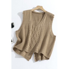 批发针织马甲背心女士衬衫叠穿V领短款春秋毛线坎肩冬款外穿无袖毛衣