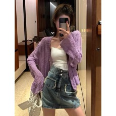 批发韩系破洞针织小开衫夏季镂空短款<b class='q'>外套</b>女薄温柔风宽松长袖防晒上衣