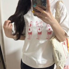 220克纯棉印花短袖T恤女