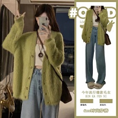 批发已出货 秋<b class='q'>冬</b>装茶系穿搭微胖盐系轻熟高级感韩剧小香风毛衣外套