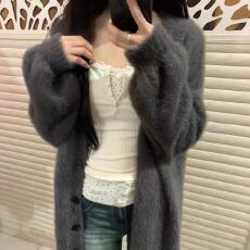 批发软糯马海毛毛衣女秋<b class='q'>冬</b>季气质日系慵懒复古温柔风套头针织衫外穿