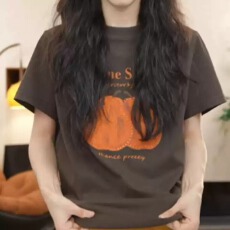 21支纯棉-210克100%棉 2026年春夏装短袖T恤女韩版印花