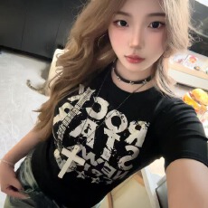 0支220克精梳92%棉+8%氨纶后包领修身显瘦正肩短袖t恤女