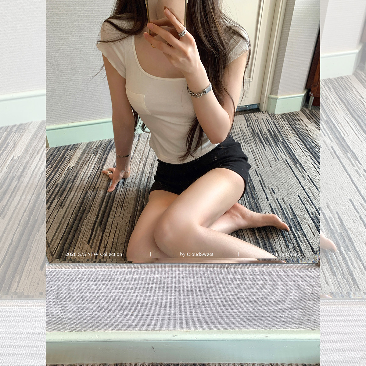 다용도 광장 칼라 몸매 가꾸기 반팔 티셔츠 여성 여름 캐주얼 일상 황색 쇼트 스타일 맨위