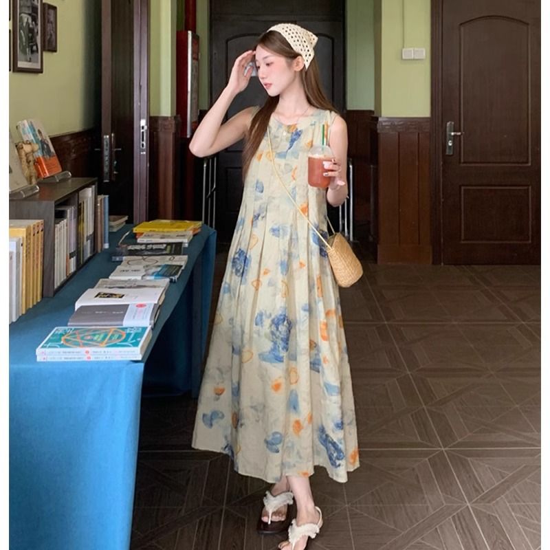 잉크 페인팅 조끼 원피스 작은 대중 디자인 센스 2026 봄 여름 새로운 레트로 문예 품격 새로운 국풍 롱 스커트