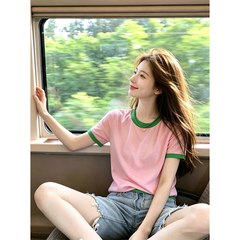 눈꽃 면 165g 빅 사이즈 불규칙 레이스 오프숄더 맨위 여성 여름 새로운 느긋한 품격 슬림해 보이는 티셔츠