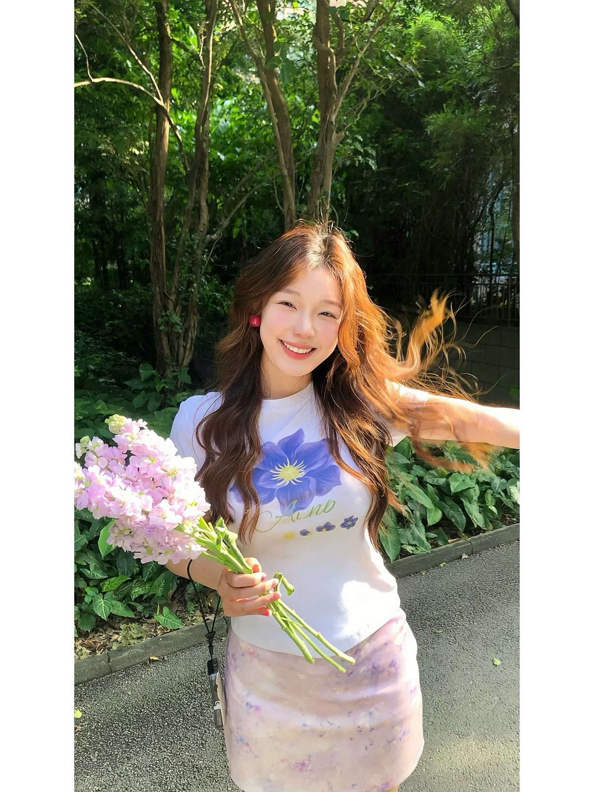 40 순면 220 그램 92 면 8 암모니아 Lun 긍정적 인 어깨 반팔 티셔츠 여성 프린트