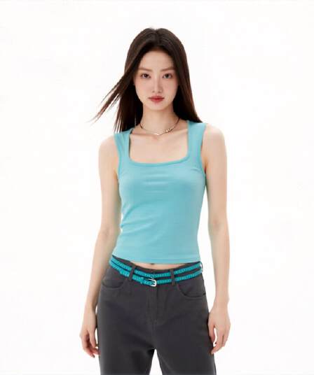 한 부서 ins 순수한 욕망 달콤한 매운맛 광장 칼라 캐미솔 여름 외출용 몸매 가꾸기 슬림해 보이는 핫걸 쇼트 스타일 민소매 맨위