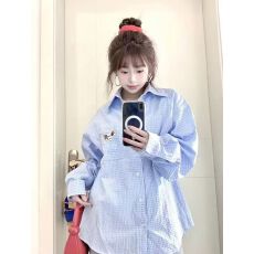 批发腊肠狗刺绣格子<b class='q'>衬衫</b>女2025春秋时尚<b class='q'>情侣</b><b class='q'>宽松</b>百搭小众叠穿上衣外套