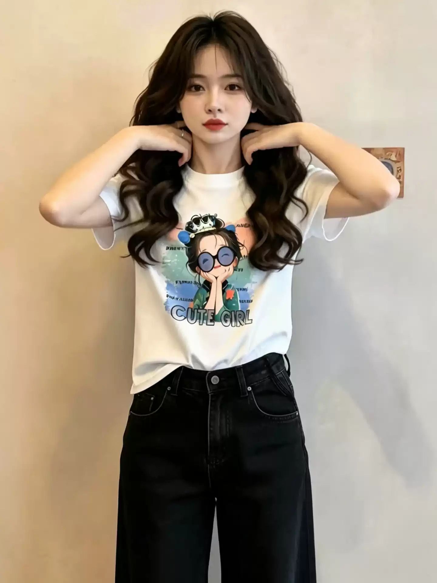 40 220 그램 빗질하다 92 면 8 암모니아 Lun 이후 패키지 칼라 몸매 가꾸기 슬림해 보이는 긍정적 인 어깨 반팔 티셔츠 여성