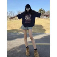 批发官图 21支纯棉-210克棉 夏装韩系短袖T恤女<b class='q'>韩版</b><b class='q'>宽松</b>大码印花
