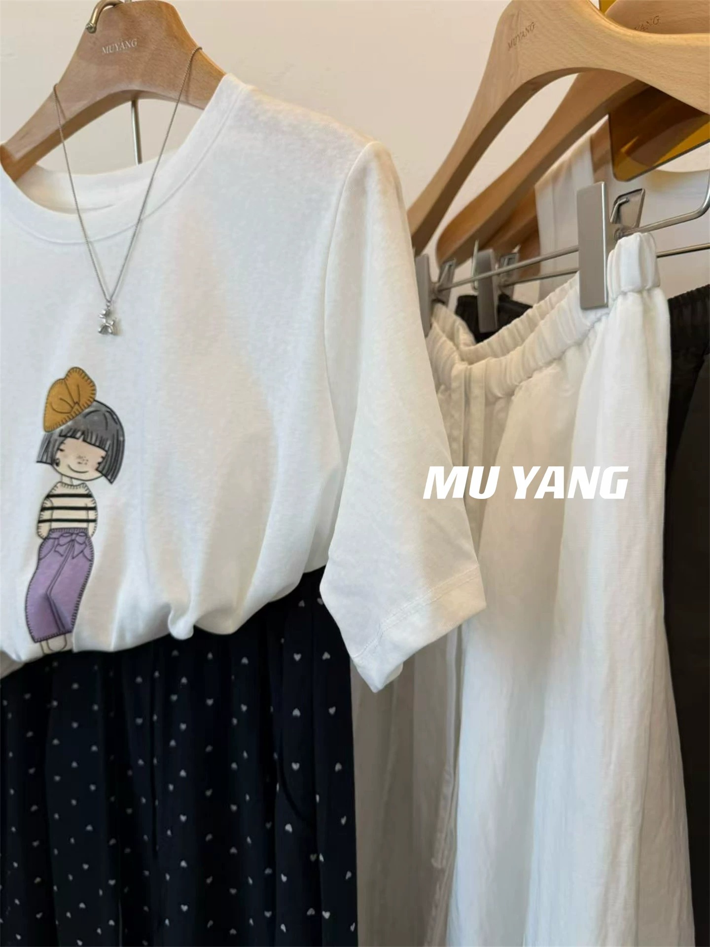21 순면 210 그램 이후 패키지 칼라 여름 드레스 한 부서 반팔 티셔츠 여성 한국 스타일 루즈핏 빅 사이즈 프린트