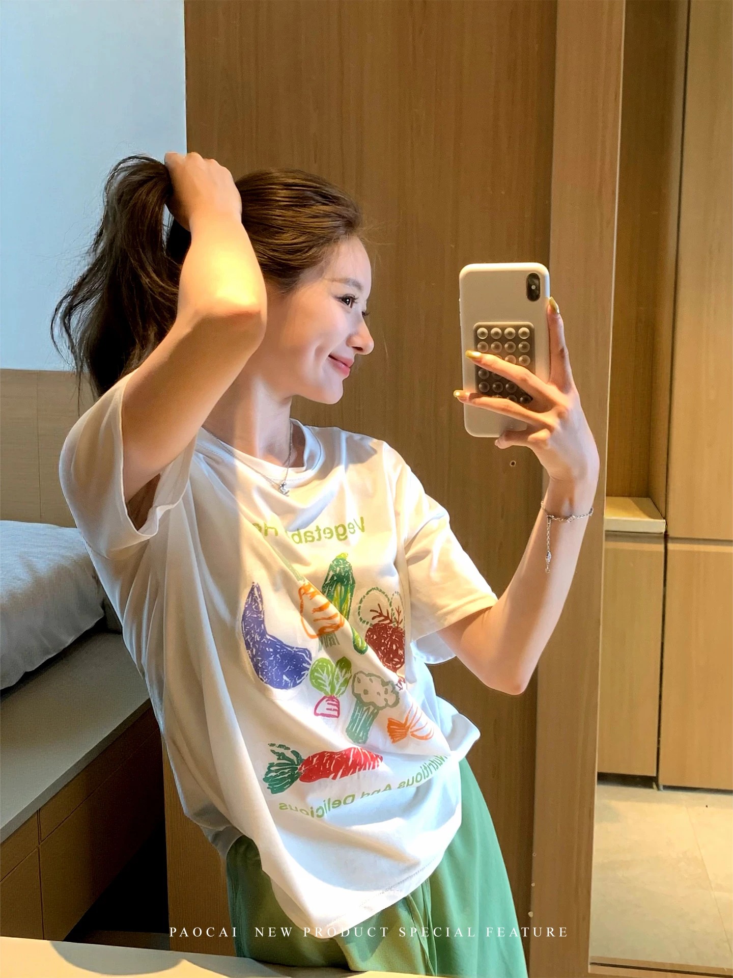 21 순면 210 그램 이후 패키지 칼라 여름 드레스 한 부서 반팔 티셔츠 여성 한국 스타일 루즈핏 빅 사이즈 프린트