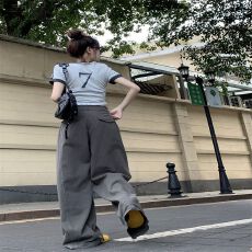 批发三条杠条纹短款<b class='q'>修身</b>正肩短袖T恤女夏季露脐别致辣妹上衣美式<b class='q'>运动</b>