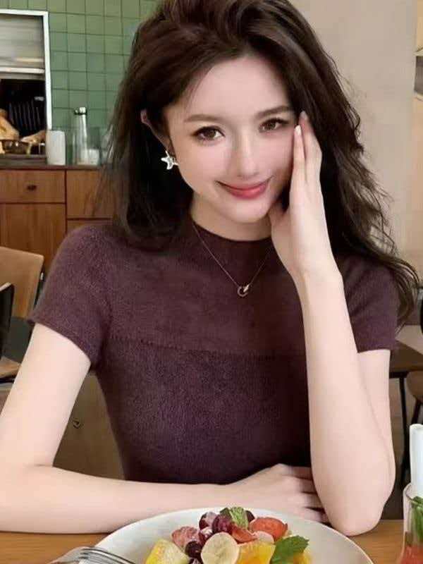 nice people2025ss 프로 피부 모헤어 흐릿한 하프 ~을 통해 니트 작은 반팔