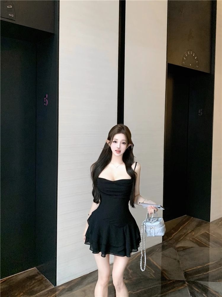 품격 명문 여성 로얄 자매 고급 센스 슬립 드레스 디자인 센스 작은 대중 핫걸 섹시함 케이크 드레스 여름 새로운