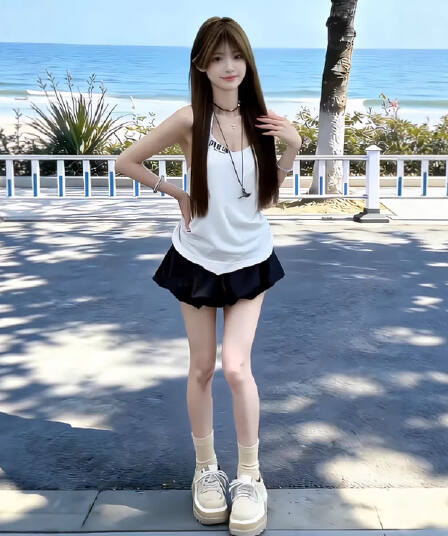 루즈핏 V넥 행침 목 칼라 캐미솔 2026 년 여름 새로운 여름 드레스 해변가 휴가 외출용 맨위 여성 의류