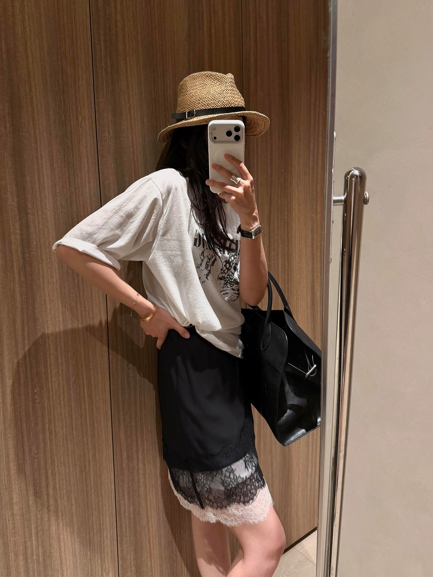 21 순면 210 그램 이후 패키지 칼라 여름 드레스 한 부서 반팔 티셔츠 여성 한국 스타일 루즈핏 빅 사이즈 프린트