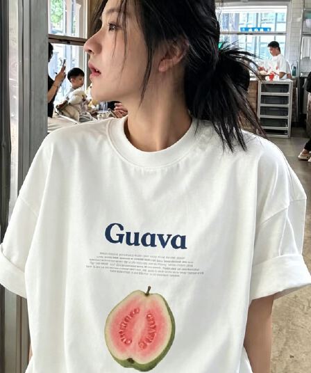 230 크 순면 프린트 반팔 티셔츠 여성 출처 높은 품질