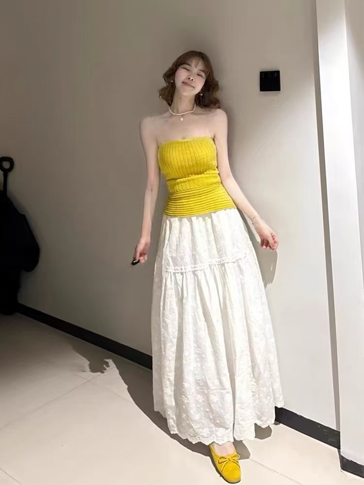 여름 세트 품격 전체 집합 ootd 착용 가져 가라. 핫걸 튜브탑 조끼 맨위