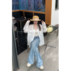 批发老钱风松弛感仿亚麻白色衬衫上衣<b class='q'>女</b>法式极简天丝微透轻薄防晒外套