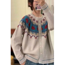 批发气质毛衣女春秋天新款百搭针织衫开衫百搭女圆领棉线毛衣女上衣女