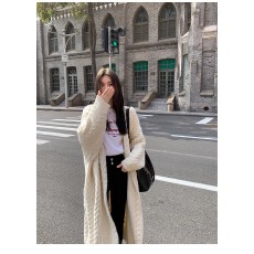 批发长款麻花毛衣<b class='q'>外套女</b>秋冬宽松慵懒风针织衫加厚开衫