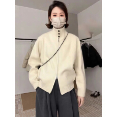 批发高级感灰色半<b class='q'>高领</b><b class='q'>毛衣</b>开衫外套女秋冬2026新款爆款秋装针织衫上衣