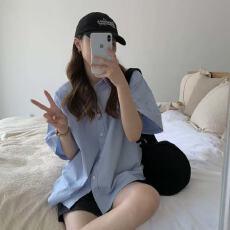 批发100纯棉单衣袋短袖2026<b class='q'>春</b>夏新款男女纯色衬衫设计感宽松开衫外套