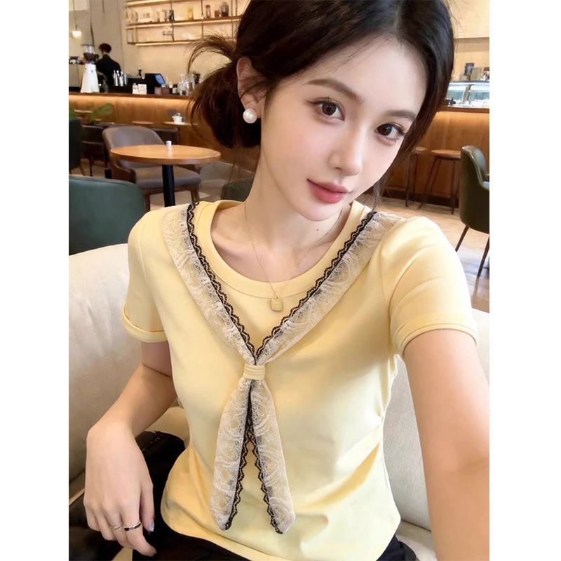 40 92 면 8 암모니아 Lun 210 그램 이후 패키지 칼라 빅 사이즈 지방 mm 레이스 숄 티셔츠 여성