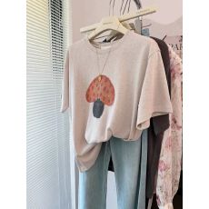 批发特<b class='q'>大码</b>300斤蘑菇可爱刺绣短袖T恤女薄宽松上衣夏